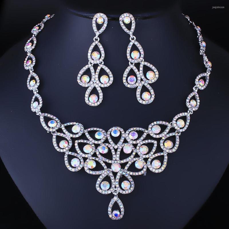 

Necklace Earrings Set FARLENA Jewelry Fashion Peacock Shape With Rhinestones For Women Wedding & Engagement Dubai Bridal Sets, Picture shown