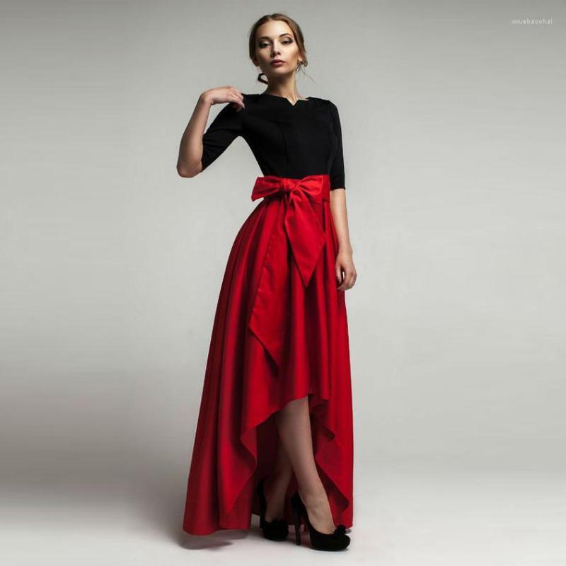 

Skirts Red High Low Women Personalized Empire Waistline Floor Length Asymmetrical Skirt Elegant Long Maxi, Beige