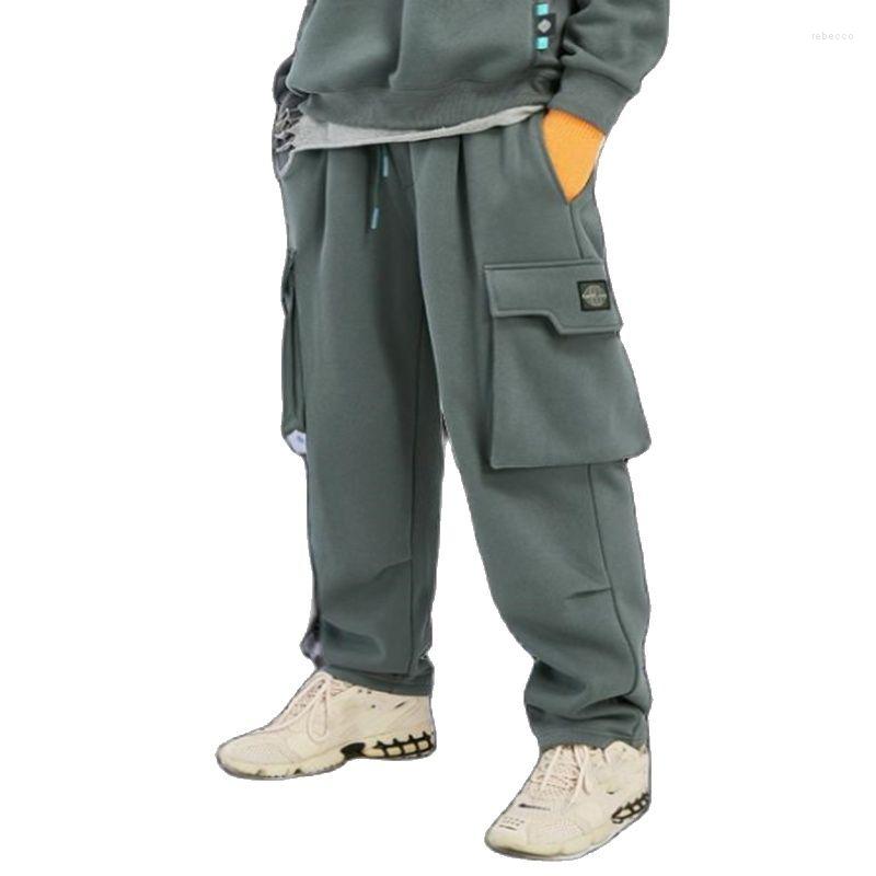 

Men's Pants Men's Baggy Multi-pocket Sweatpants Fleece Jersey Streetwear Joggers Trousers Male Men Clothing, Black