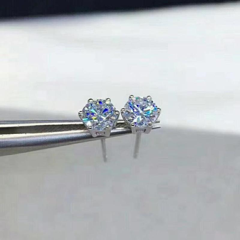 

Stud Earrings UMQ Excellent D Color 0.5 Ct Moissanite 925 Silver Perfect Cut Pass Diamond Test A Pair Of Moisanites