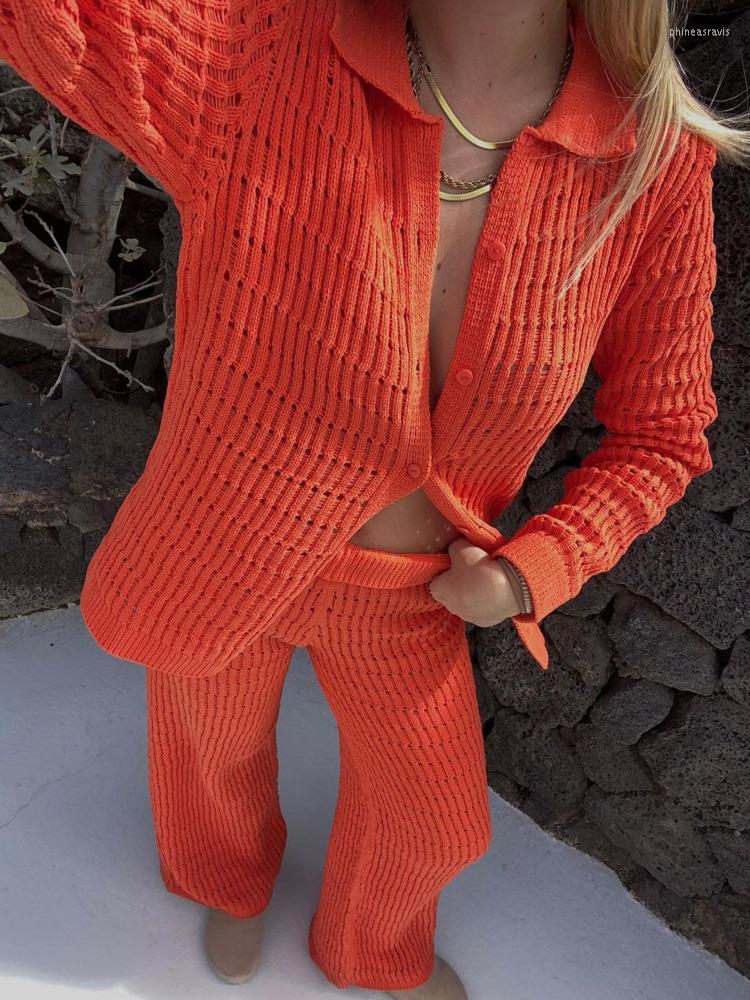 

Women' Two Piece Pants Casual Knitwear Set Women Sets Full Sleeve T-shirt And Long Matching Female Loose, Khaki