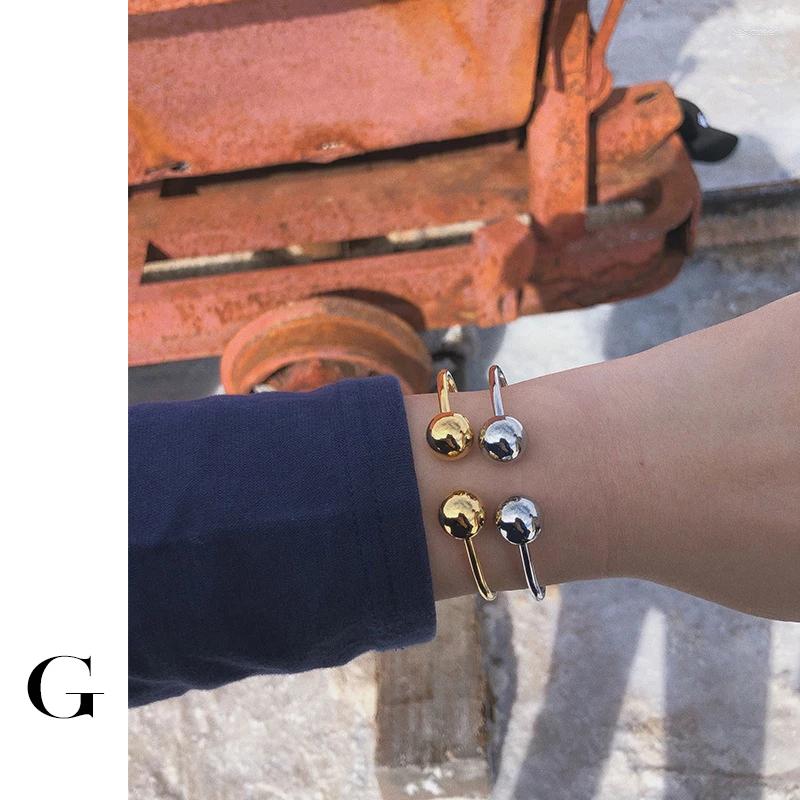 

Bangle GHIDBK Dainty Double Beads Open Bracelets For Women Minimalist Gemetrical Balls Thin Bracelet Simple Chic Design Bangles