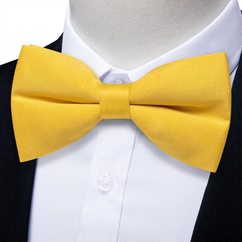 

Bow Ties Adjustable Bright Yellow Men And Boys Bowties For Wedding Party Luxury Solid Father Son Pre-tied Tie Man Accessories