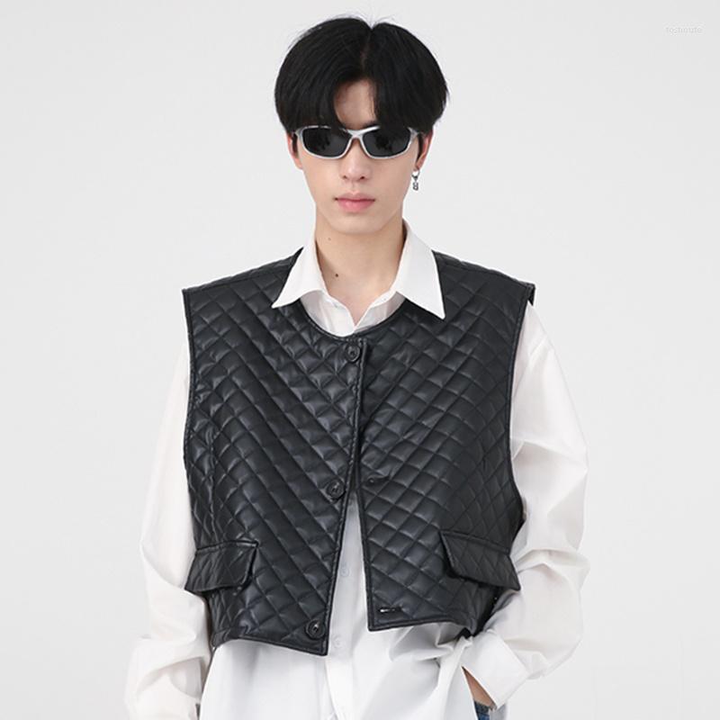 

Men's Vests Wear Waistcoat Men's Cotton Autumn Korean Fashion Loose Simple Personality Short 2023 Solid Color Male Tops 2A6292, Black