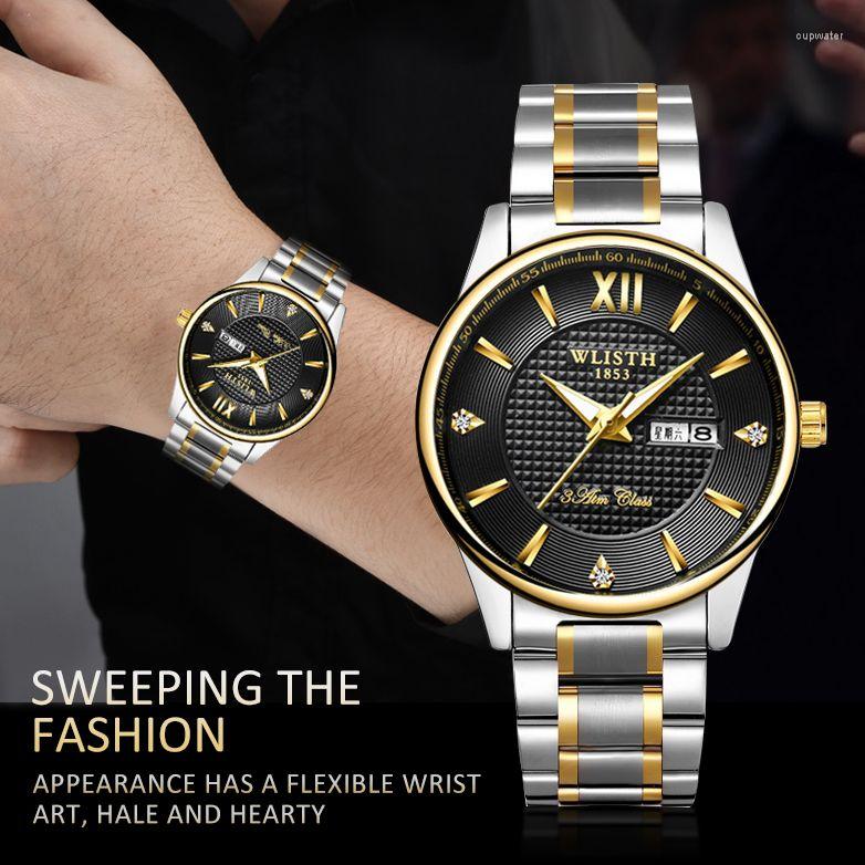 

Wristwatches Luxury WLISTH Men's Calendar Waterproof Diamond Watch Couple Steel Band Quartz Lover Clock Business Ladies Watches Reloj, Lady-silver black