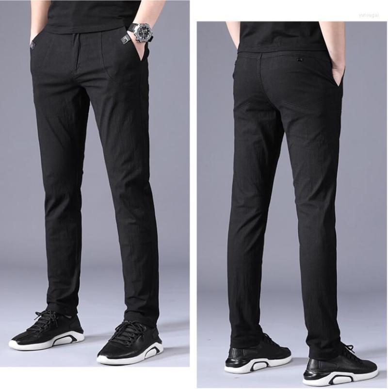 

Men's Pants Summer Lightweight Casual Men Classic Style Business Elastic Cotton Slim Fit Trousers Male Gray Blue Size 28-38, Black