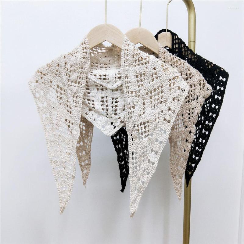 

Scarves Cotton Lace Triangular Binder Shawl Women's Spring Autumn And Winter Fashion Hollow-out Decoration Matching Clothes Silk Scarf