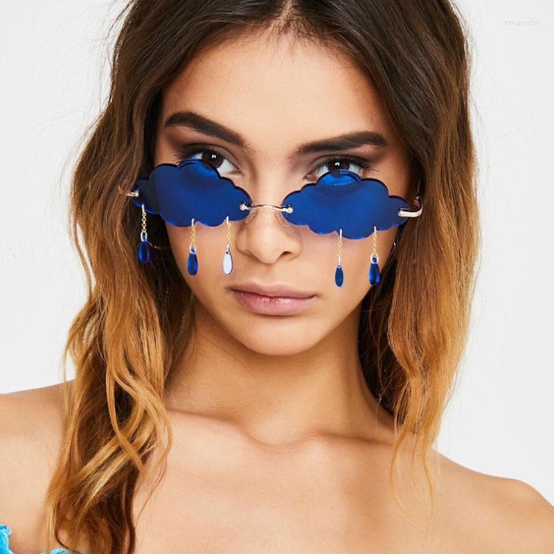 

Sunglasses Vintage Clouds Tassel Women Fashion Steampunk Rimless Driving Eyewear Ladies Sun Glasses Shades UV400
