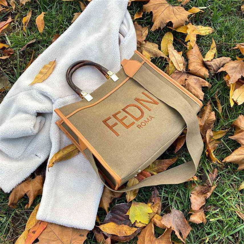 

Handbags Outlet Autumn and winter high-capacity bag women's new portable Tote versatile Canvas Messenger Bag, Brown