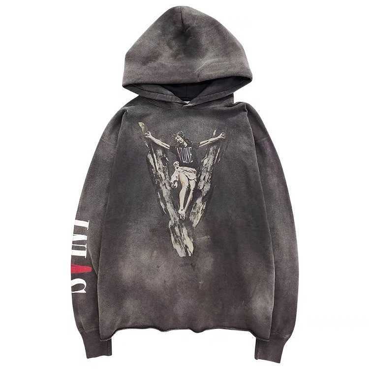 

Men' Hoody Vlo One Fashion Designer Brand Design Washing Terry Sweater High Street Versatile Coat Hoodies Cotton Pullover Oversize Cotton, Black
