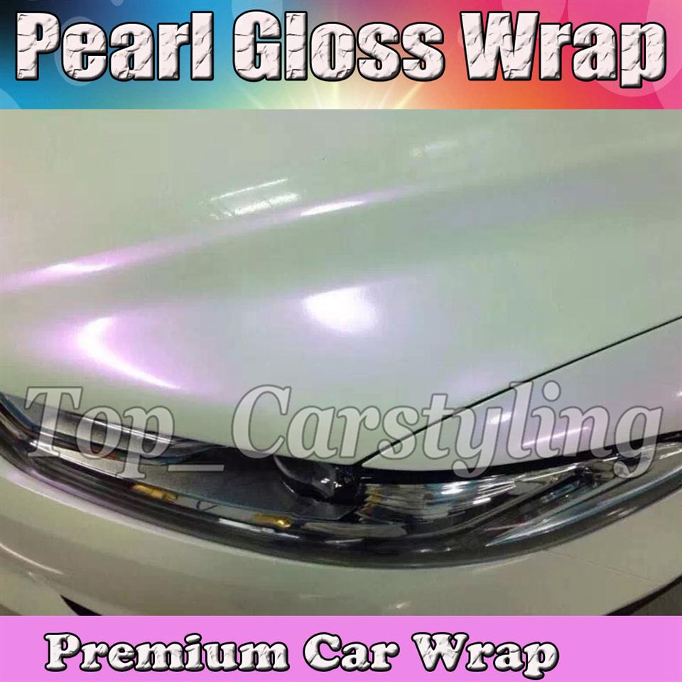 

Chameleon Pearlecsent Glossy White Pink vinyl Wrap With Air Release Pearl Gloss GOLD For Car wrap styling Cast Film size 1 52x20m Rol281l, White to purple