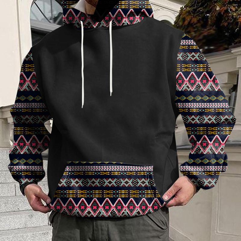 

Men' Hoodies Men Sweatshirt Ethnic Oversized Hoodie Hooded Pullover Tops Aztec Fashion Mens Sportswear Clothing, Black-3
