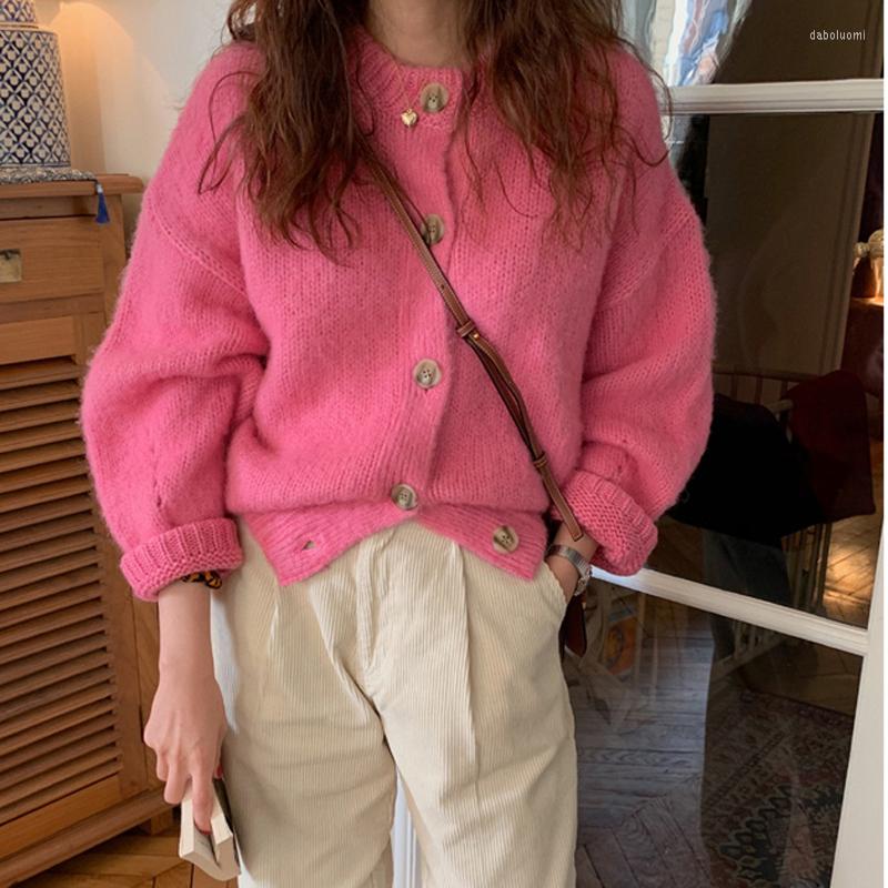 

Women's Knits 2022 Autumn Korean Fashion Chic Single-breasted Sweater Coat Vintage Knitted High Street Women Winter Loose Cardigan, Blue