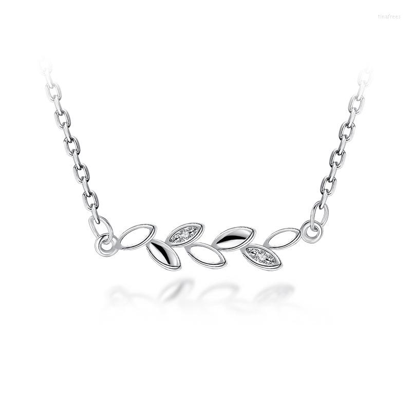 

Chains S925 Silver Necklace For Women Twig Leaves Girl Lady Fashion DIY Gift Jewelry 45 Cm