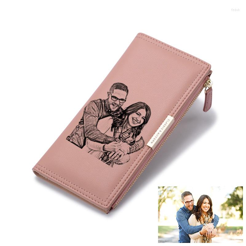 

Wallets Personalized Wallet For Women Money Bag Long PU Leather Clutch Card Holder Carteras Para Mujer Gift Her Mother's Day, Sky blue