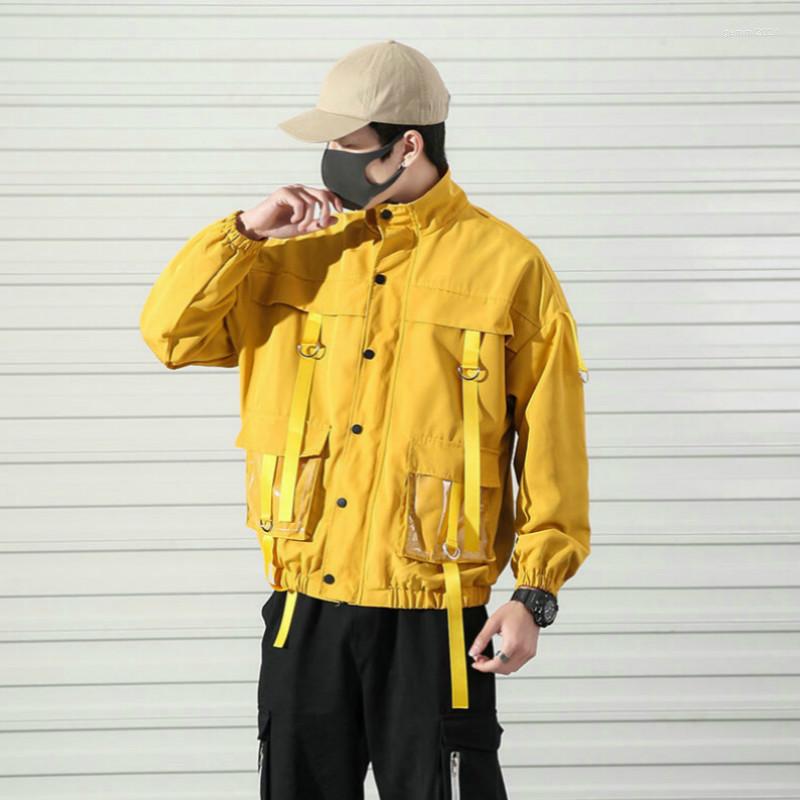 

Men' Jackets Prowow 2022 Spring Autumn Casual Lovers Wear Harajuku Bf Wind Tooling Jacket Male Student Trend Wild Loose Ribbon Top, Black
