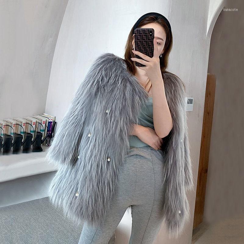 

Women's Fur 2022 Women Winter Fashion Imitation Jackets Female O-neck Long Warm Coats Ladies Solid Color Faux Overcoats T922, Rubaise