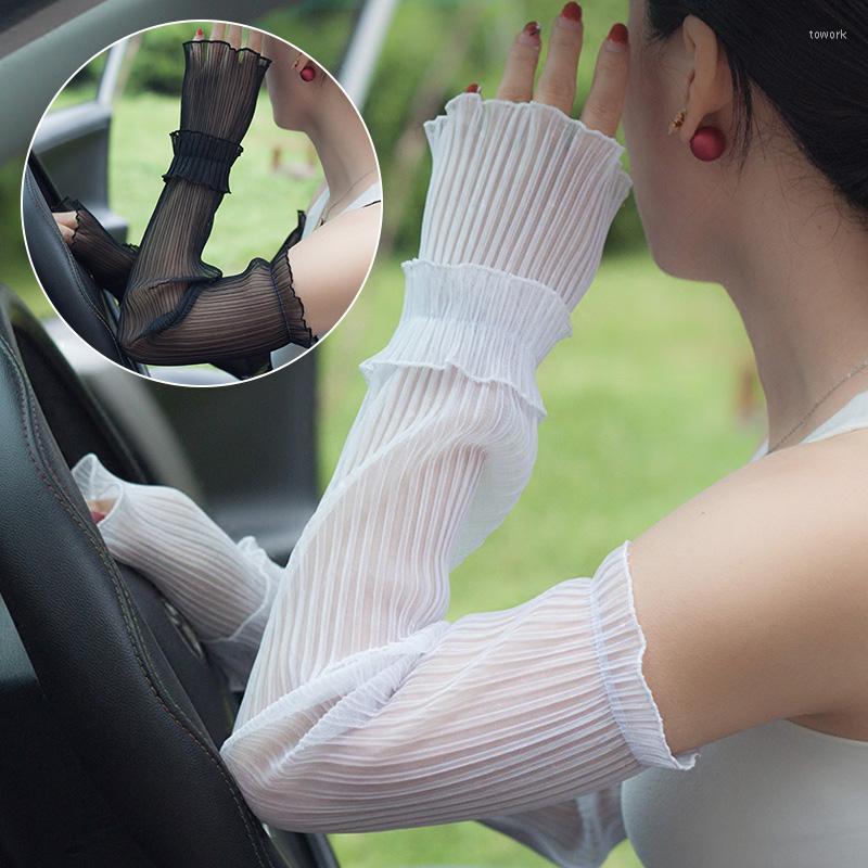 

Knee Pads Summer Women Sun Protection Long Arm Sleeve Driving Anti-UV Cool Oversleeves Thin Sleeves Outdoor Riding Running