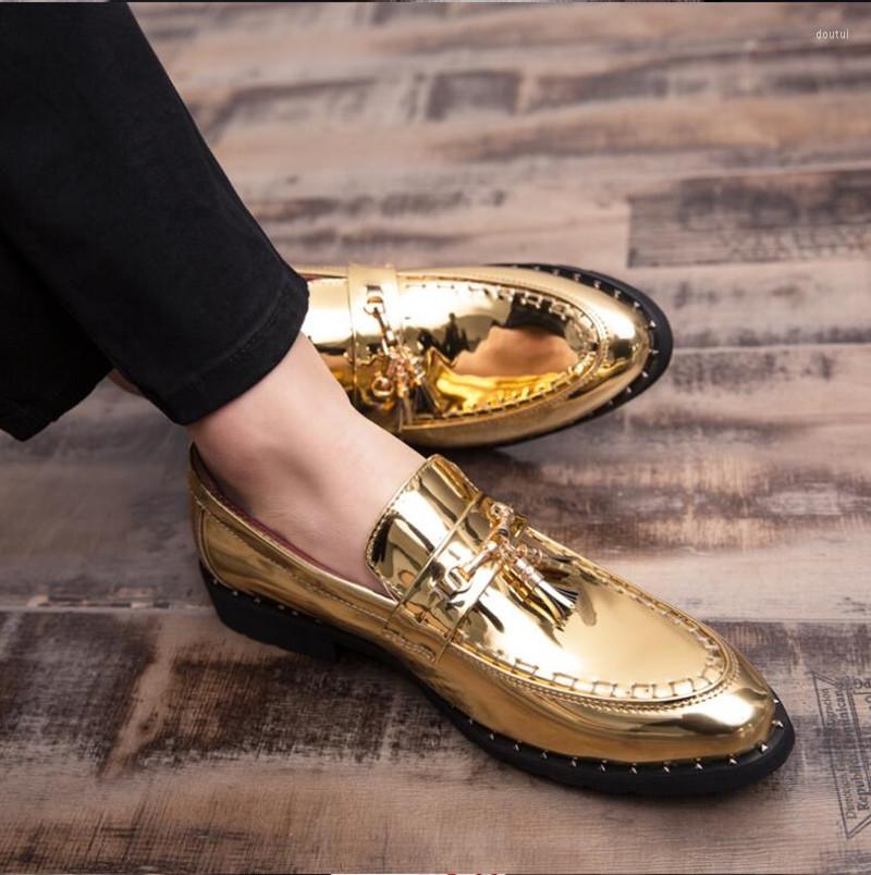 

Dress Shoes Party Men Tassel Loafers Mens Leather Man Black Gold Wedding Zapatos Size 38-47