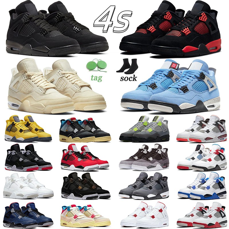 

Basketball Shoes 4 4s Jumpman Mens womens Military Black Cats Canvas Sail White Oreo University Blue Fire Red Thunder Bred Men Trainers Sports Sneakers, 25