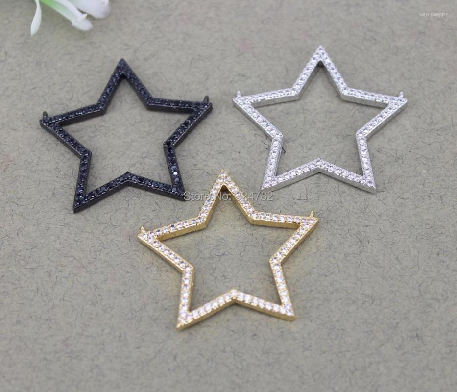 

Pendant Necklaces 10pcs Charm Cubic Zirconia Star Beads With Double Bails Micro Pave CZ For Jewelry Making