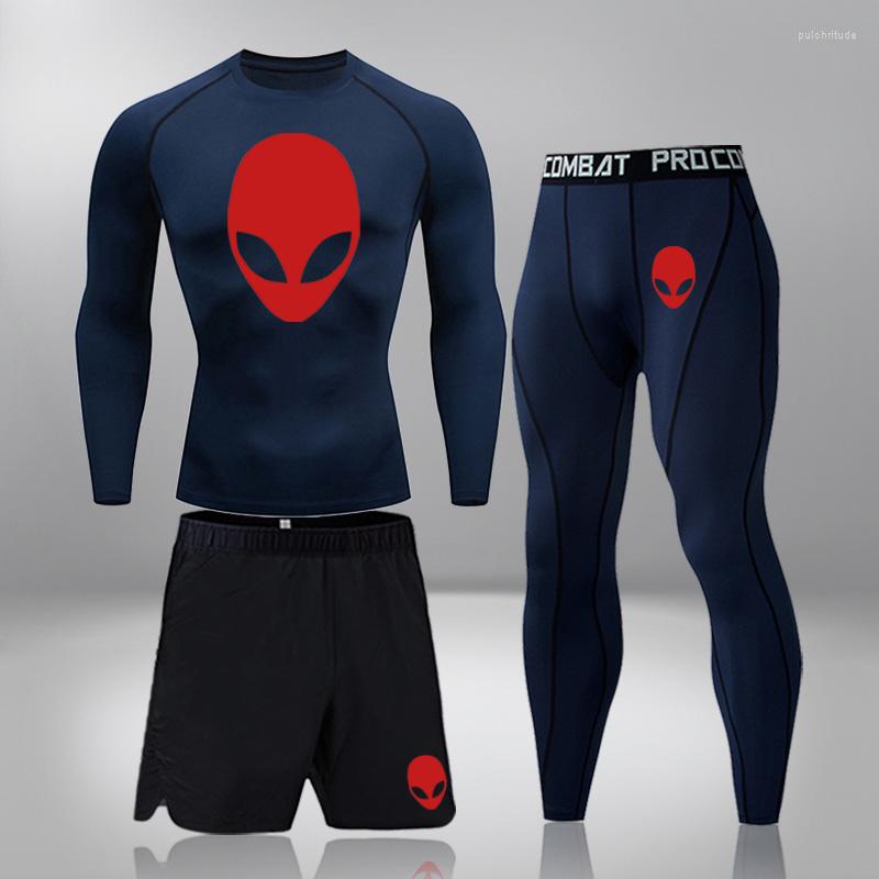 

Men' Tracksuits Men' Running Set Gym Legging Thermal Underwear Sportswear Compression Fitness MMA Rashguard Male Quick-Drying Tights, 3-piece short sleeve