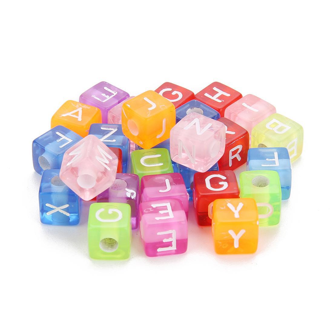 

Acrylic Plastic Lucite 100Pcs/Lot Sqaure Block Letter Diy Loose Bead For Jewelry Bracelets Necklace Hair Ring Making Accessories C Dh53K