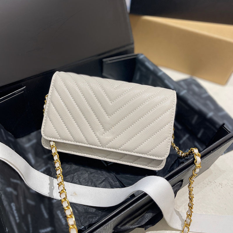 

Luxury Women Woc Designer Shoulder Bag Caviar Diamond Lattice Leather Quilted Classic Flap Crossbody Handbag Vintage Card Holder Birkin Trend Clutch Coin Purse, Black
