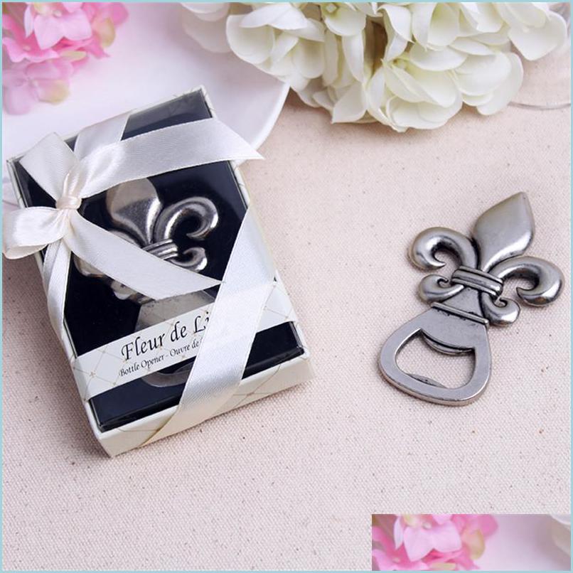

Bottle Favors 50Pcs Fleur De Lis Pewterfinish Bottle Opener Wedding Favors Bridal Shower Anniversary Keepsake Event Giveaways Drop D Dhxki, See picture show