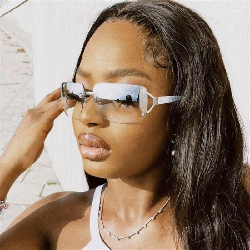 

Sunglasses Retro Cyber Eyewear UV400 Diamond Ladies Shades Y2K Wrap Around Sun Glasses