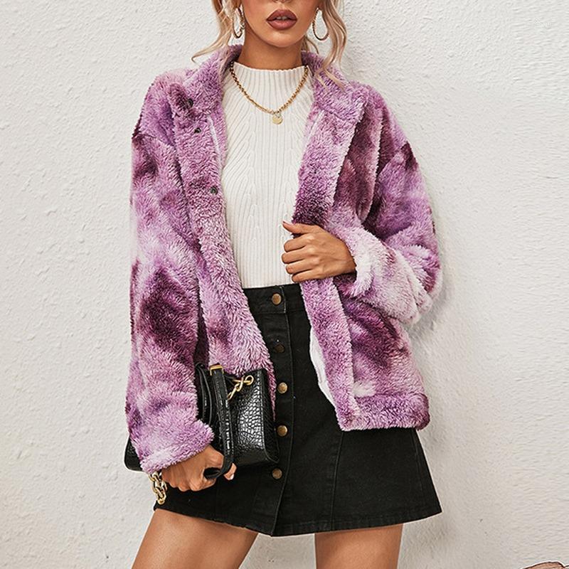 

Women' Jackets Tie Dye Hoodie Jacket Vintage Women Print Plush Korean Coat 2022 Long Sleeve Hooded Single-breast Oversized Streetwear, Black