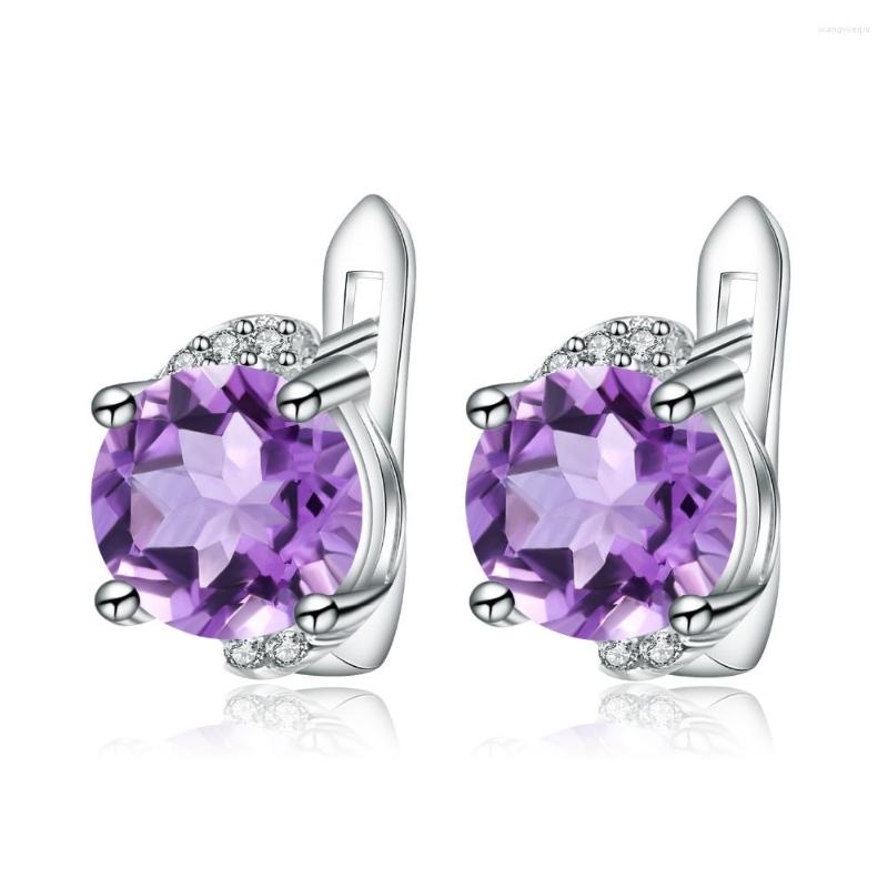 

Stud Earrings GEM'S BALLET 4.02Ct Natural Amethyst Gemstone Classic 925 Sterling Silver Birthstone For Women Jewelry