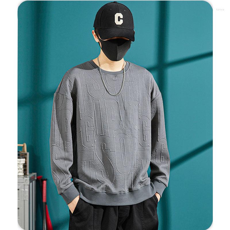 

Men's Hoodies Men's Crewneck Sweatshirts Streetwear Letter Printing Autumn Male Men Waffle Casual Long Sleeve Pullovers, Black