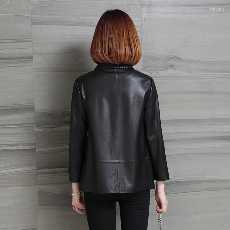 

Women's Leather Sheepskin Natural Coats Female Genuine Montone Jacket Women Spring Autumn Warm Clothes Down LWL255880, Black