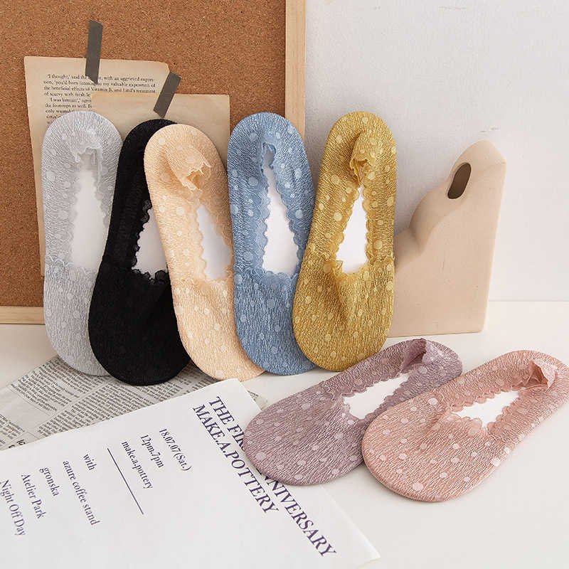 

Socks Hosiery Women Sock Slippers Cute Dots New Fashion Spring Summer Breathable Women Thin Socks Women Invisible Sock Korea Style Sweet Girl T221102, Black