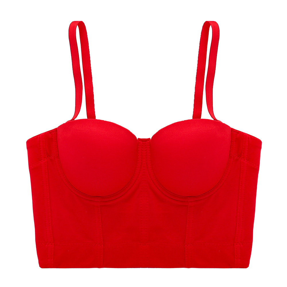 

Women Bustiers sling red corset shirt Pure color tube top Outer wear wrap chest sexy body sculpting sports bra stretch breathable Built-in Bra Tops Party Vest HBP