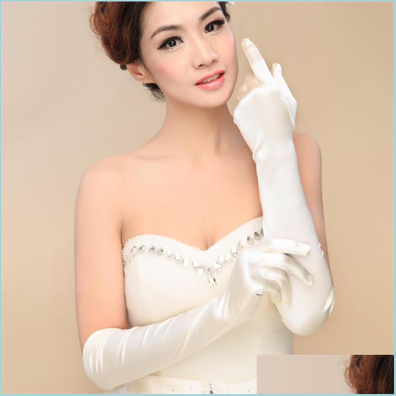 

Bridal Gloves White Satin Wedding Gloves Above Elbow Length Fl Finger Bridal Women Long Style Bride Glove Drop Delivery Party Events Dhazo