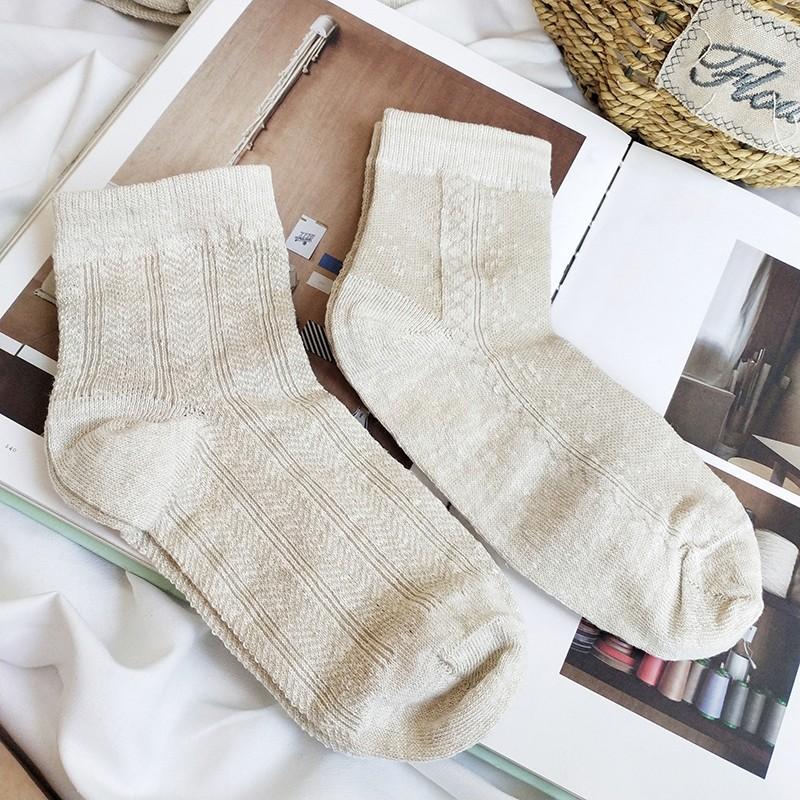 

Men's Socks 2 Pairs/Lot Linen Crew For Man Casual Solid Women Middle Tube Breathable Harajuku Couple Calcetines Hombre, 2 pairs for women