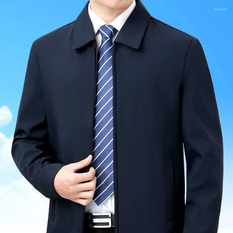 

Men's Jackets Business Men's Jacket Casual Coats Turn Down Collar Zipper Simple Middle-Aged Elderly Men Dad Clothes Office Outerwear, Black