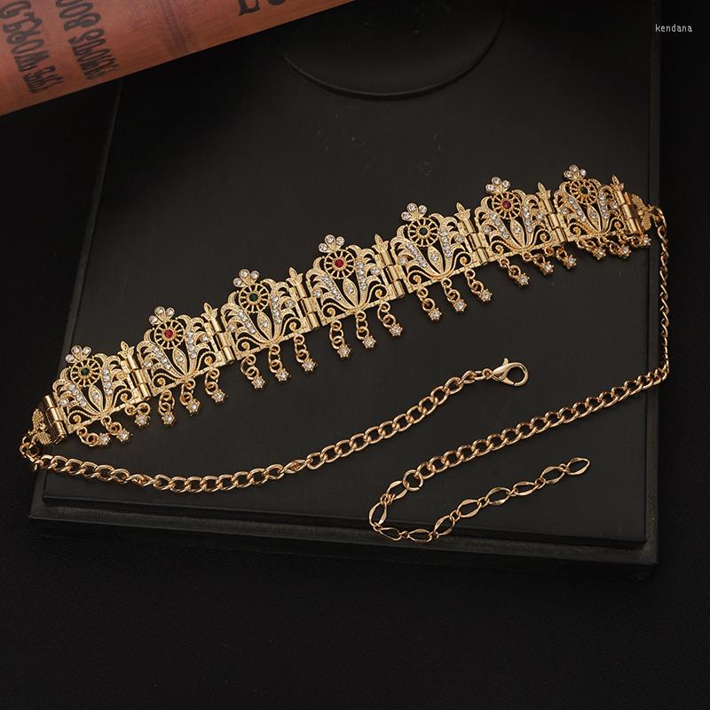

Hair Clips Gold Plated Girls Rhinestone Headbands Crystal Tassels Head Accessories Women Arabic Wedding Jewelry Bridal Gifts