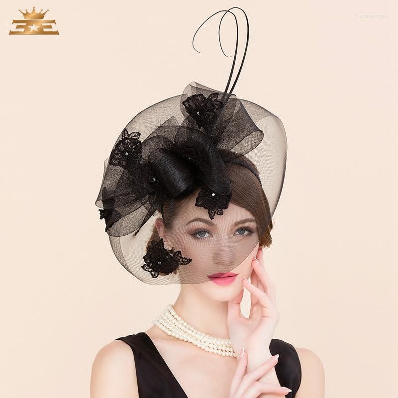 

Berets Lady Summer Fedoras Hat Women British Homburg Restoring Cap Girls Jockey Club Party Formal Occasions Wedding B-4851, Black