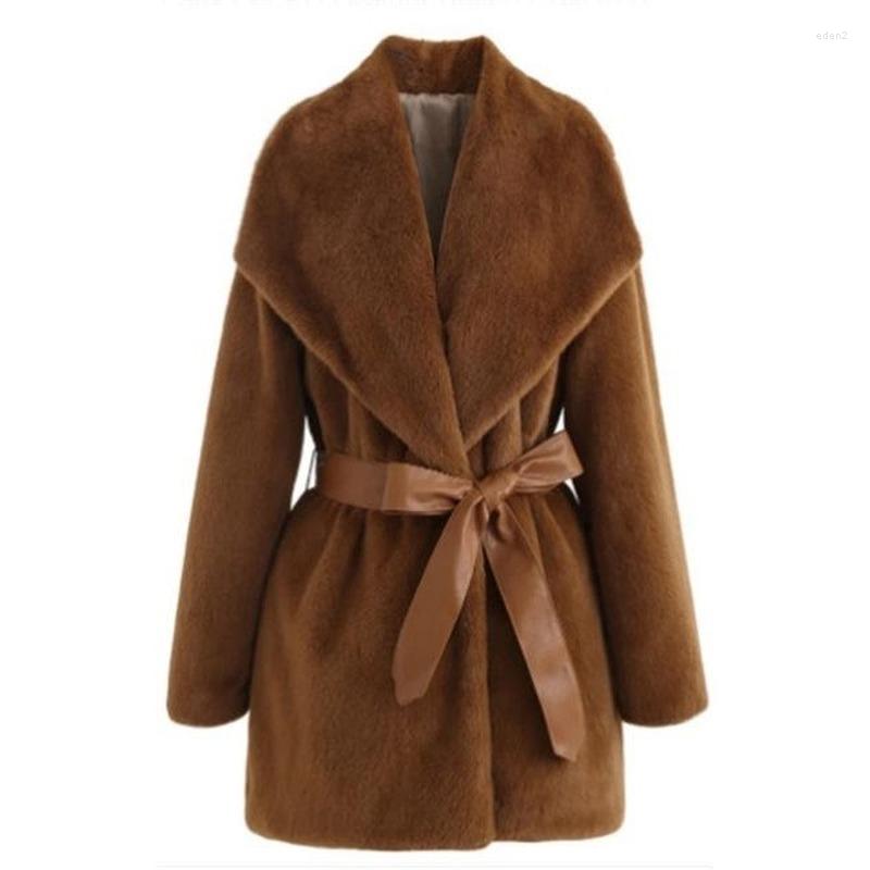 

Women's Fur Winter Jacket Women Solid Long Sleeve Faux Coat, Black