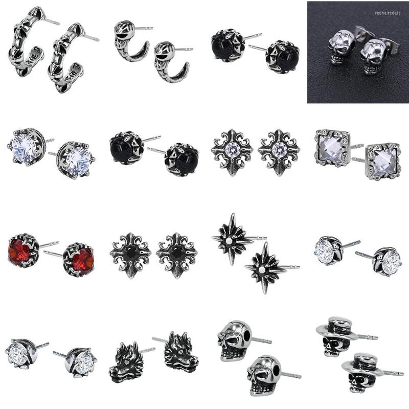 

Stud Earrings ZS 1 Pair Punk Skull Studs For Men Hip 316L Stainless Steel Earring Boys' Rock Roll K Ear Piercing Jewelry