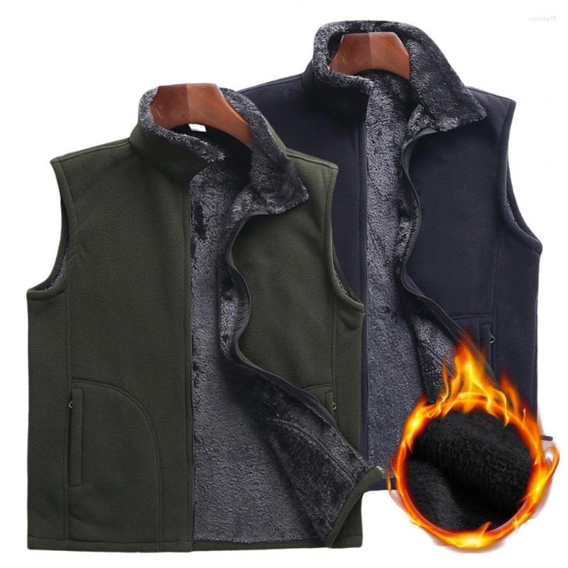 

Men's Vests Men Vest Coats Fleece Solid Color Sleeveless Turn-down Collar Waistcoat Sports Hiking Running Warm Jackets For Chaquetas, Black