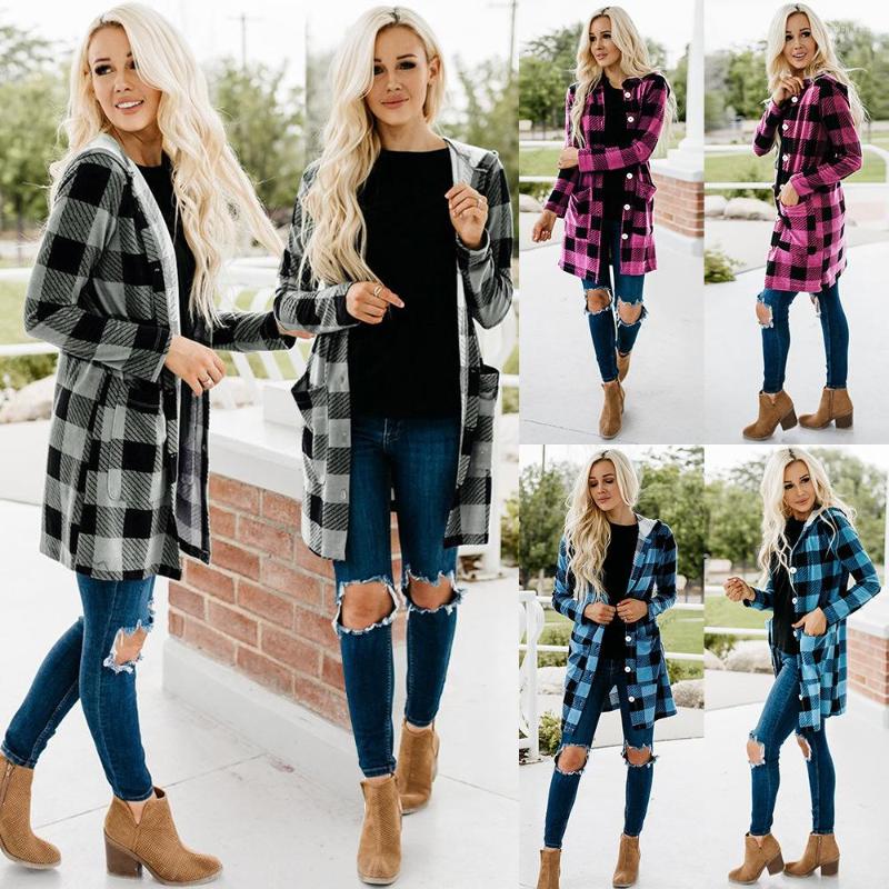 

Women' Trench Coats Fashion Casual Plaid Shirt Coat 2022 Autumn And Winter Women' Long-Sleeved Single-Breasted, 01