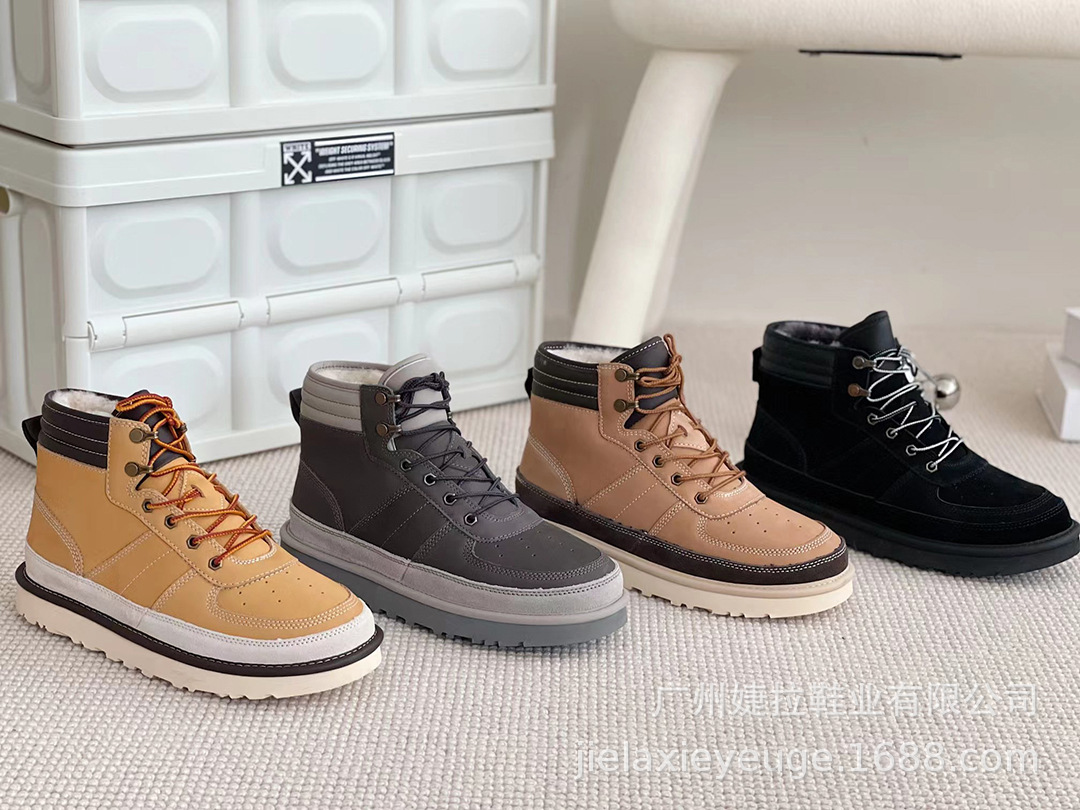 

New men's shoes uGGity boots sports outdoor wool boot winter wool warm shoe Men Lace-up bootss, Grey