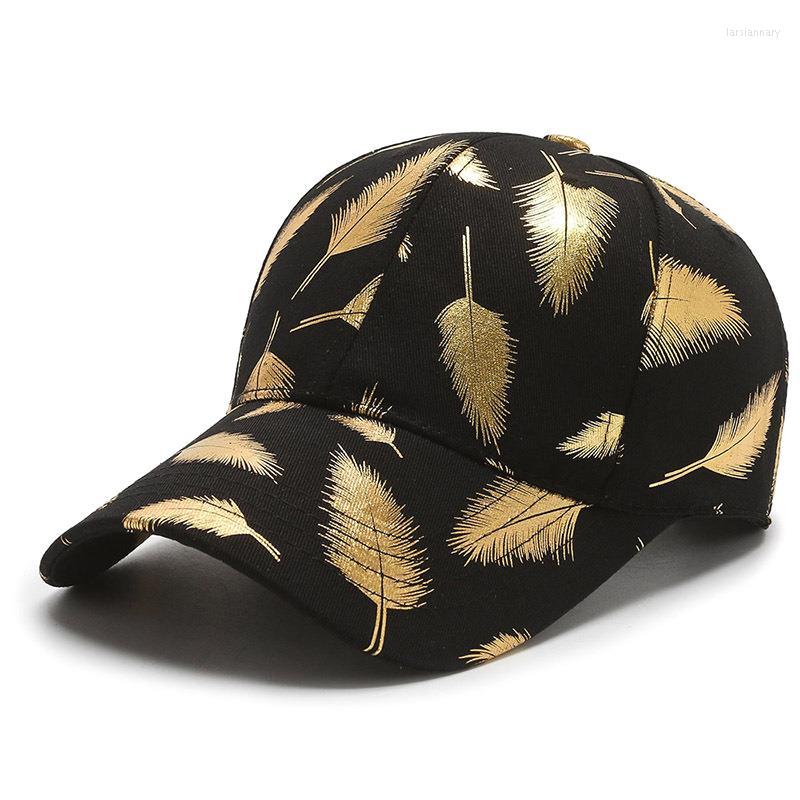 

Ball Caps Fashion Bronzing Snapback Hat Gorras Para Hombre Casquette Femme Hip Hop Women's Hats Feather Print Baseball Cap Women Men, White
