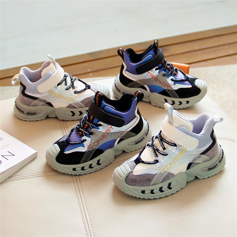 

Athletic Shoes Leather Children's Sports 2022 Autumn Girls Old Boys Breathable Running Basketball, Blue