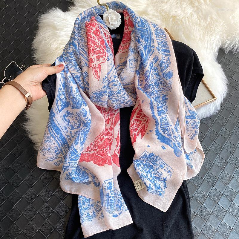 

Scarves 2022 Winter Cotton And Bandanna Fashion Leopard Print Silk 180X90CM Shawls Luxury Sunscreen Beach Towel