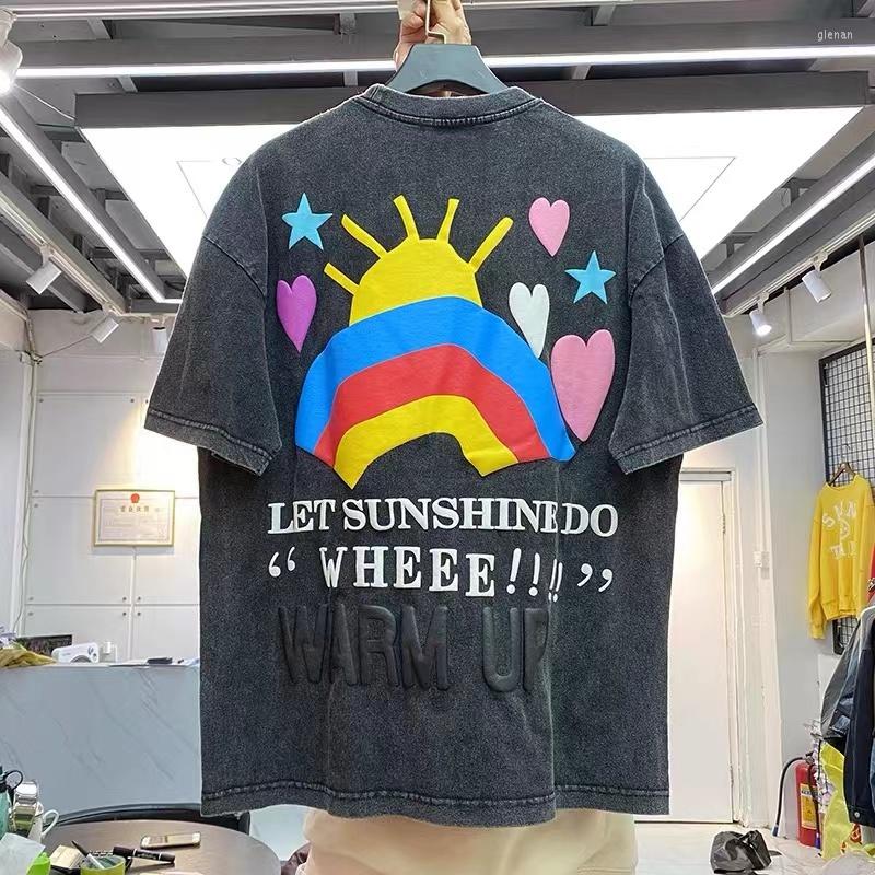 

Men's T Shirts Print Creative Fun Rainbow Foam Short Sleeve T-shirt Men Loose, Black